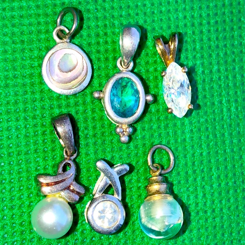5 sterling silver +1 free charm pendant lot Mop CZ - Picture 4 of 4